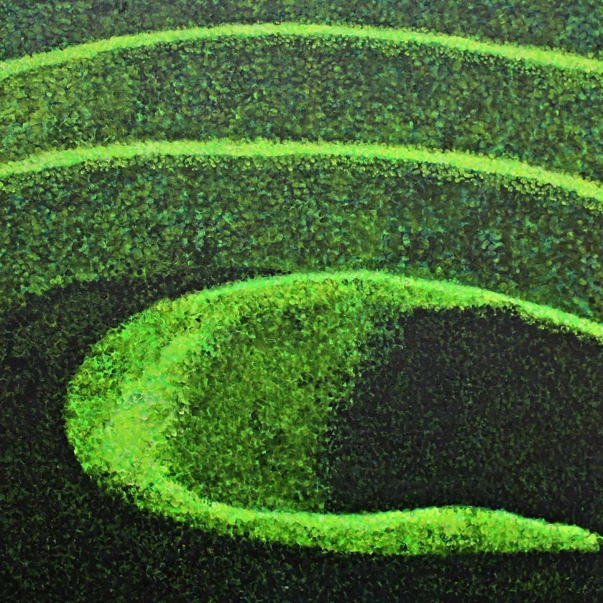 Impressionistic Landscape Oil Painting By Ken Vrana, 36 X 36", Wonderous Hedge, Original Artwork