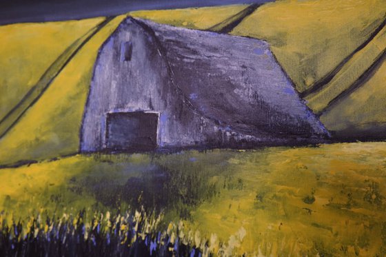 Lonely Barn in the  Fields - Fields and Colors Series