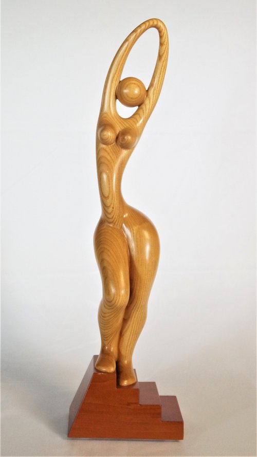 Nude Woman Wood Sculpture GRACE by Jakob Wainshtein