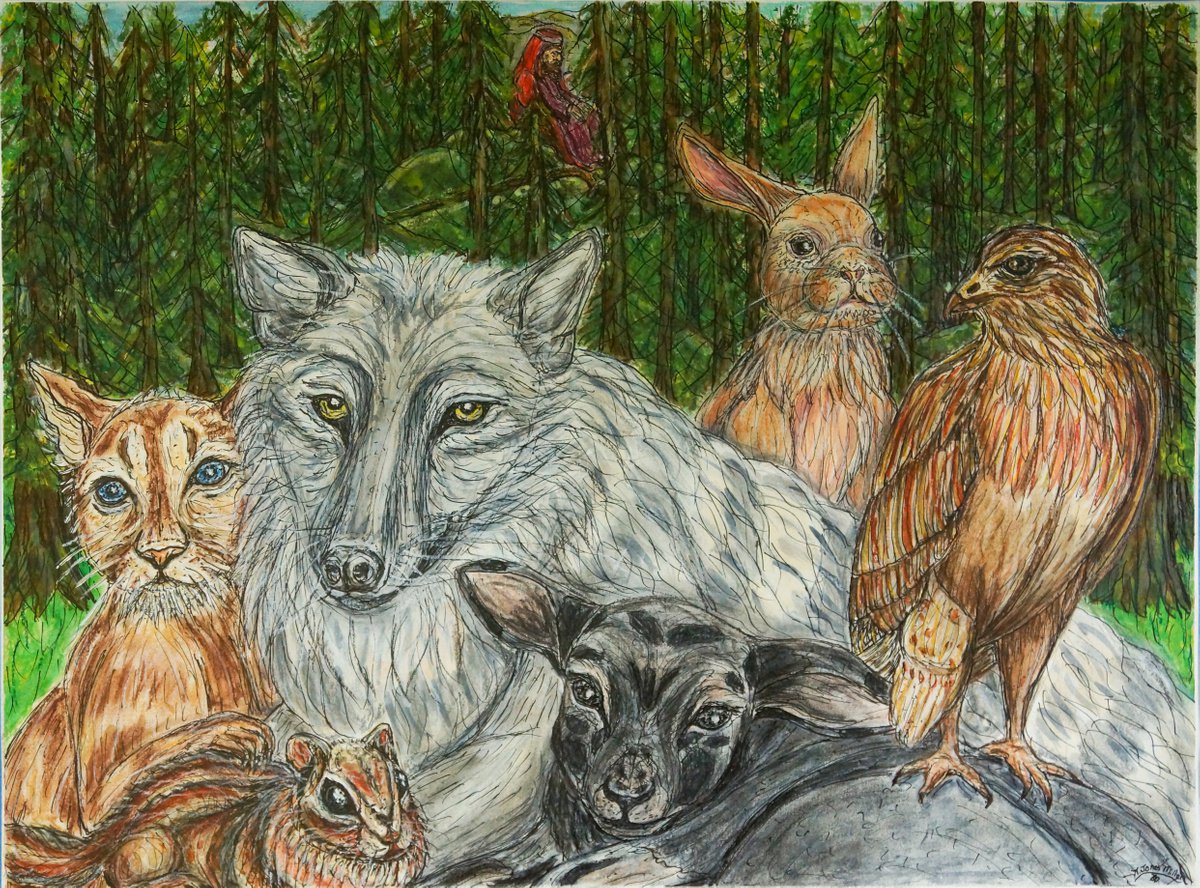 Impressionistic Animal Painting By Kim Jones Miller, 24 X 18", We Need Peace, Original Artwork