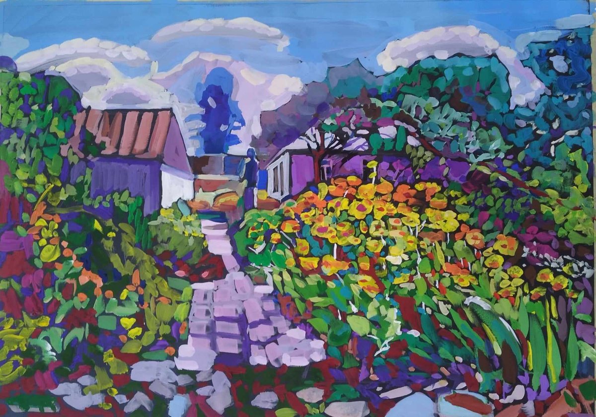 Impressionistic Landscape Painting By Valentina Kachina, 28 X 20", Summer, Original Artwork