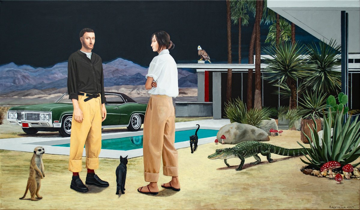 Photorealistic Portrait Acrylic Painting By Nataliya Bagatskaya, 47 X 28", The Hallucination, Original Artwork