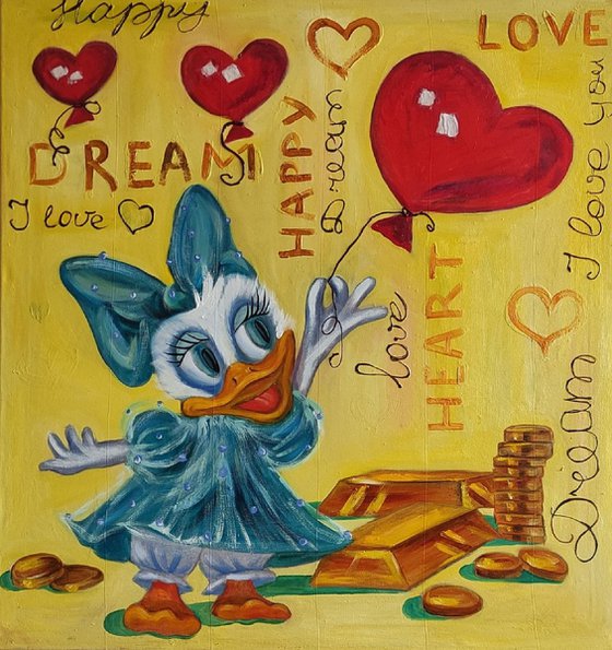 Ducky with Balloon Hearts