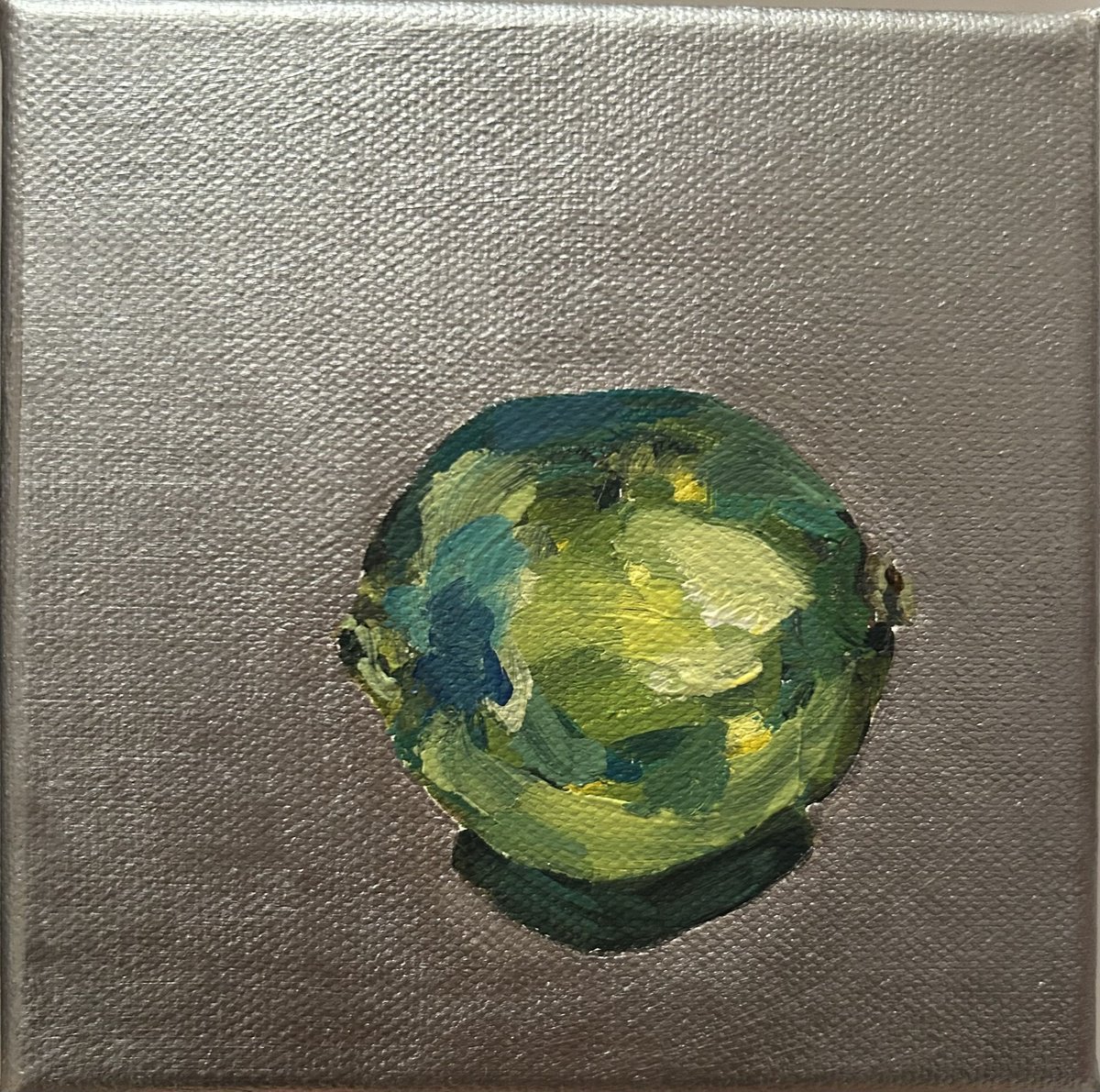 Dinky Lime On Metallic Silver By Sarah Adams, 5 X 5, Artwork For Sale On Artfinder
