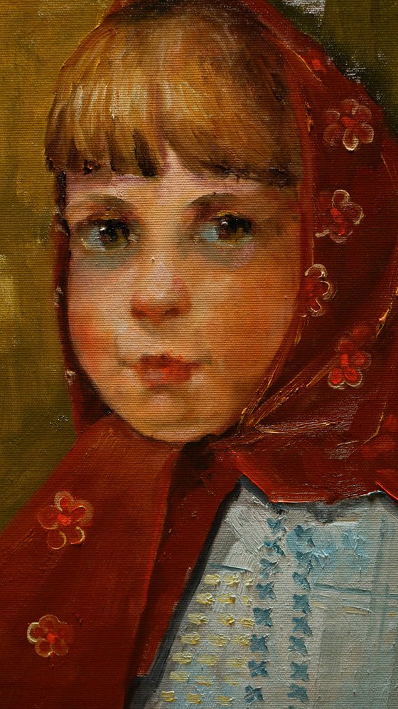 girl in a red scarf