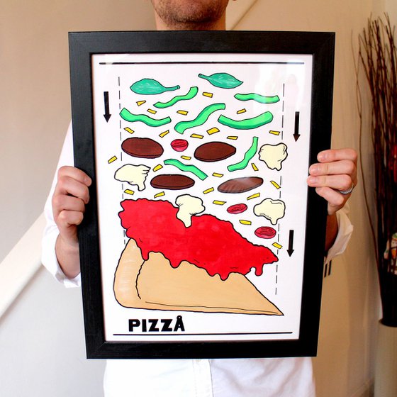 Pizza Assembly Instructions - Unframed Hand Drawn A3 Poster