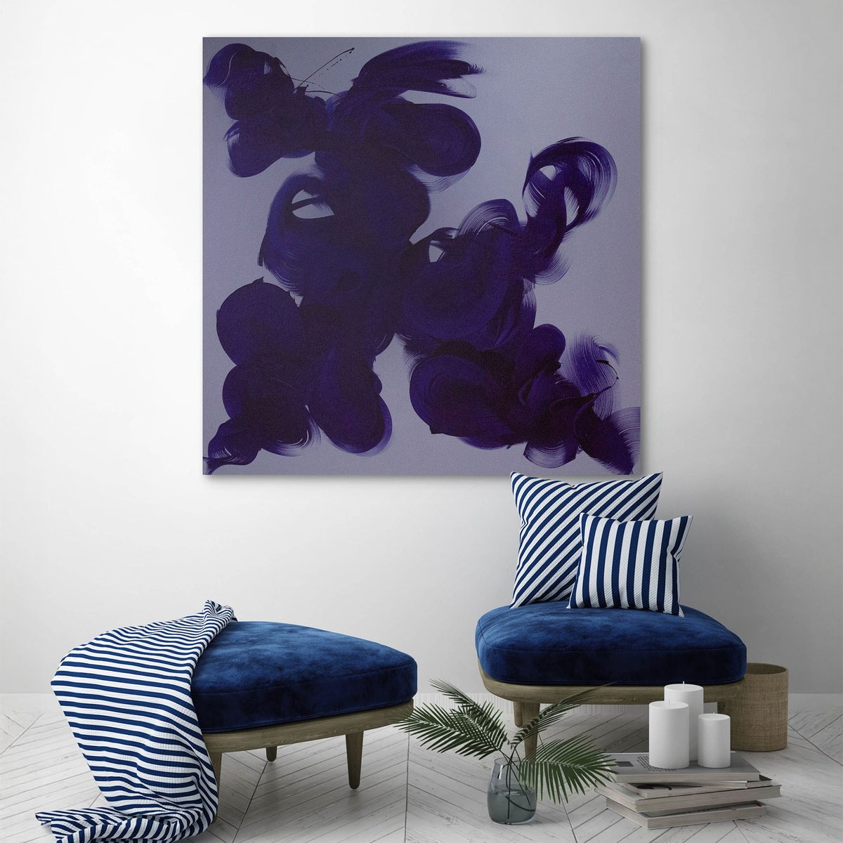 Expressive Abstract Acrylic Painting By Paresh Nrshinga Frsa, 55 X 55", Deep Fluidity, Original Artwork