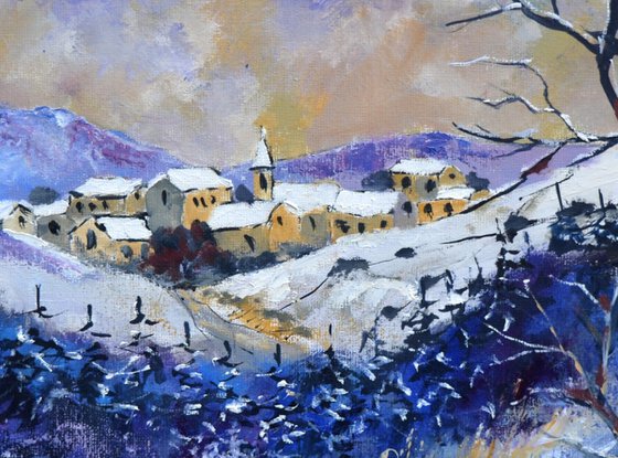 Village in the snow- 7723