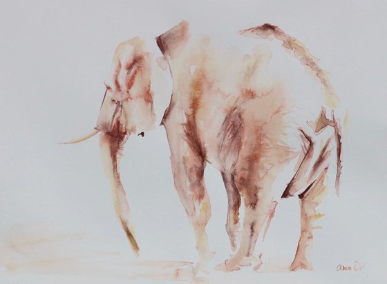 Elephant painting “Lone Elephant”