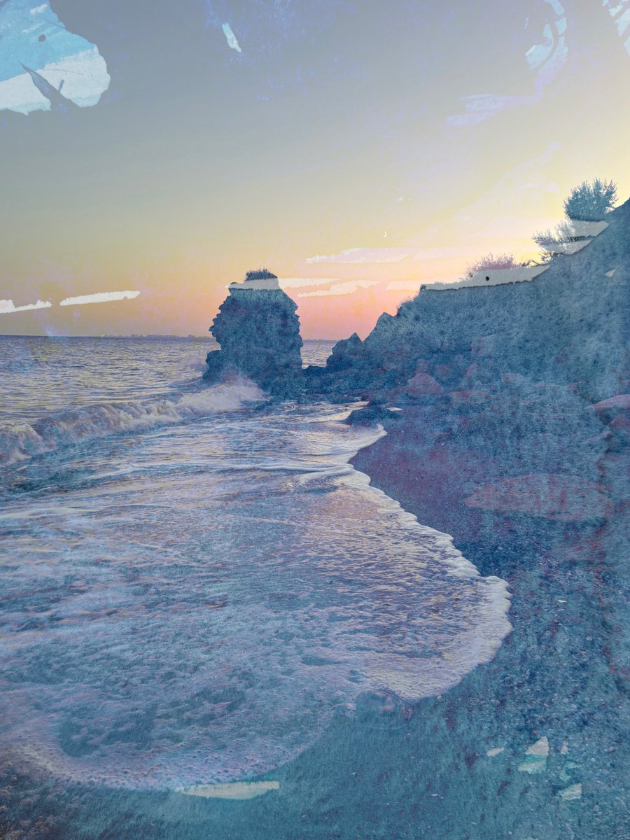 Abstract Landscape Limited Edition Print By Yuliia Sharapova, 16 X 22", Collage Cityscape&Sand, Original Artwork