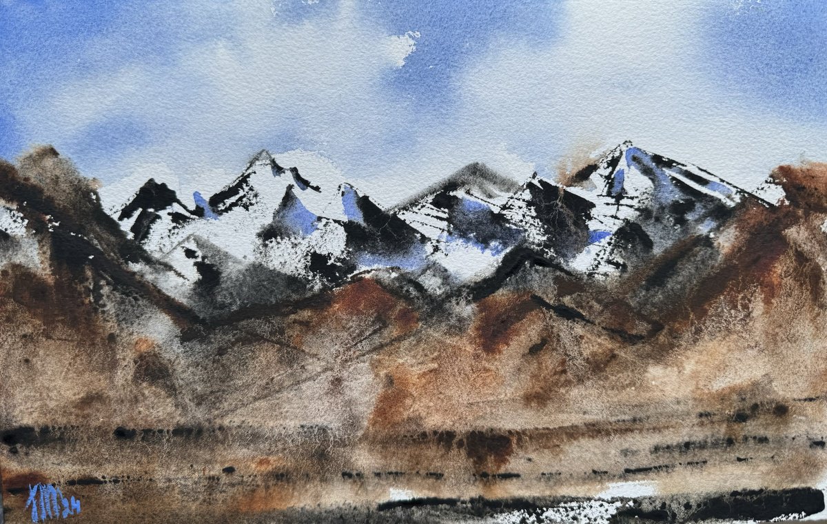Expressive Watercolour , The Way To Everest Himalayas By Yuliia Sharapova, 16 X 12, Artwork For Sale On Artfinder