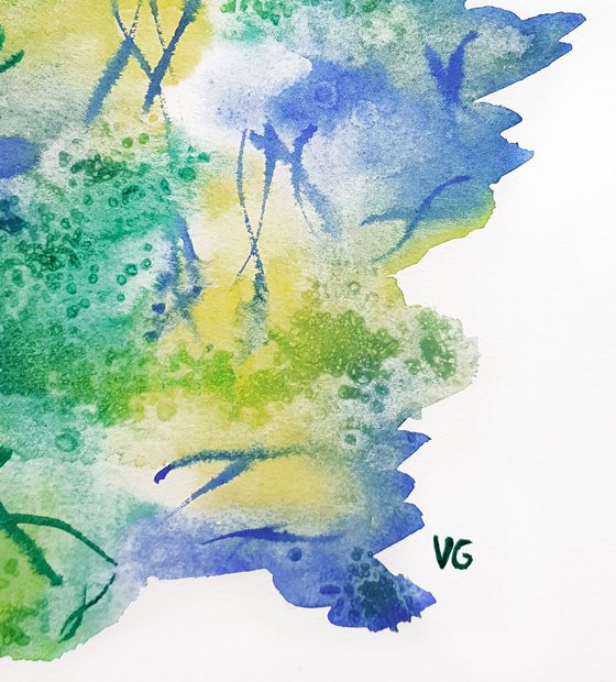 "Pine forest" Abstract Watercolor Painting on Paper