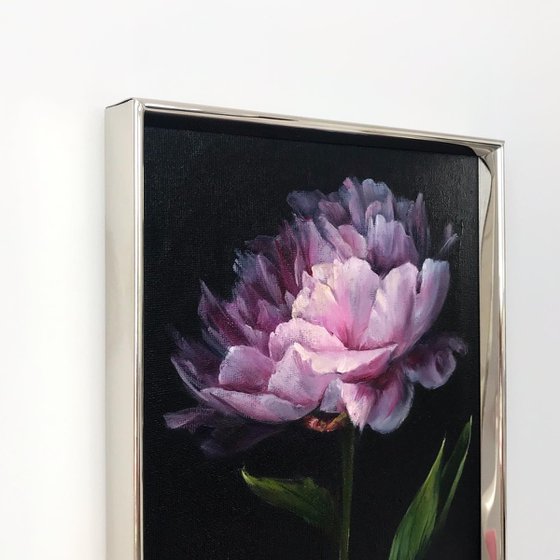 Original oil painting with peony 20*25 cm