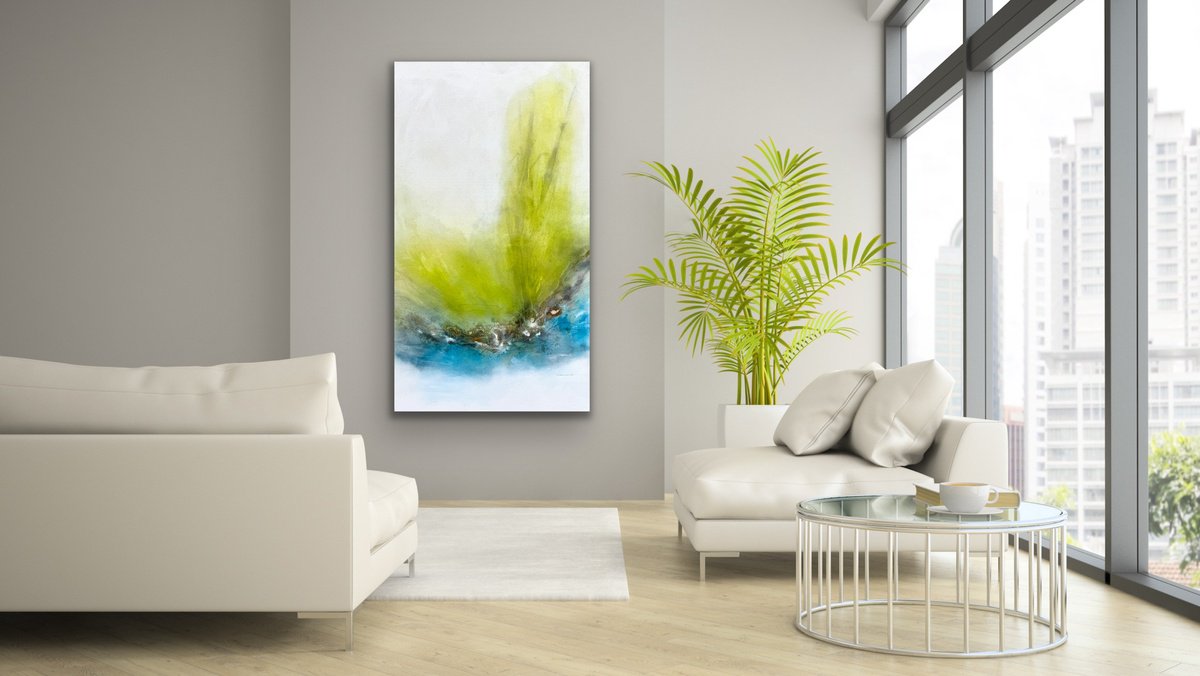 Abstract Acrylic Painting By Kirsten Schankweiler, 31 X 55", Nature