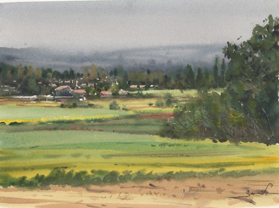 Landscape painting watercolor