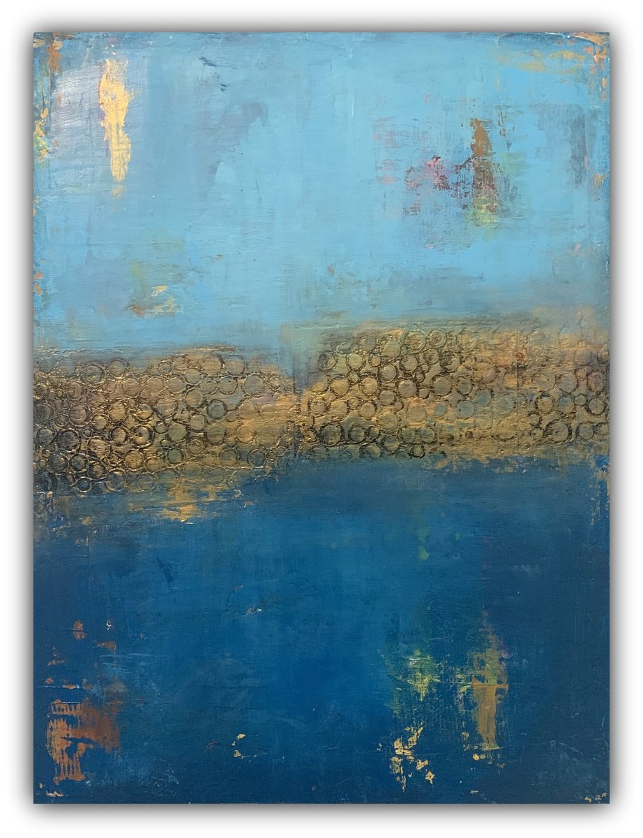 Geometric Abstract Acrylic Painting By Elizabeth Moran, 18 X 24, Melancholy In Blue, Original Artwork