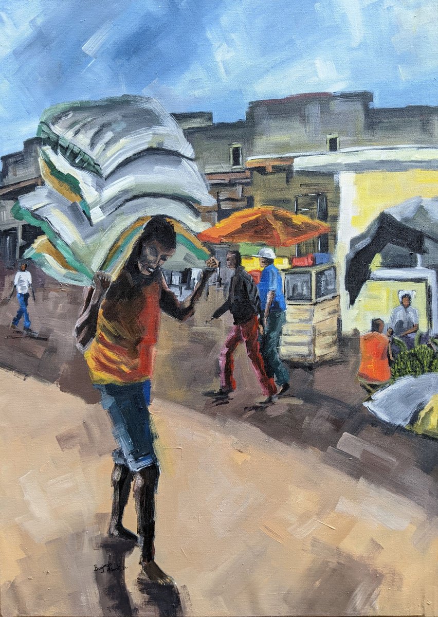 Impressionistic Portrait Acrylic Painting By Bugingo Noah, 20 X 28, Will The Sun Ever Rise Iv, Original Artwork