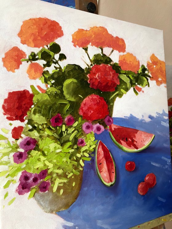 Flowers with watermelon