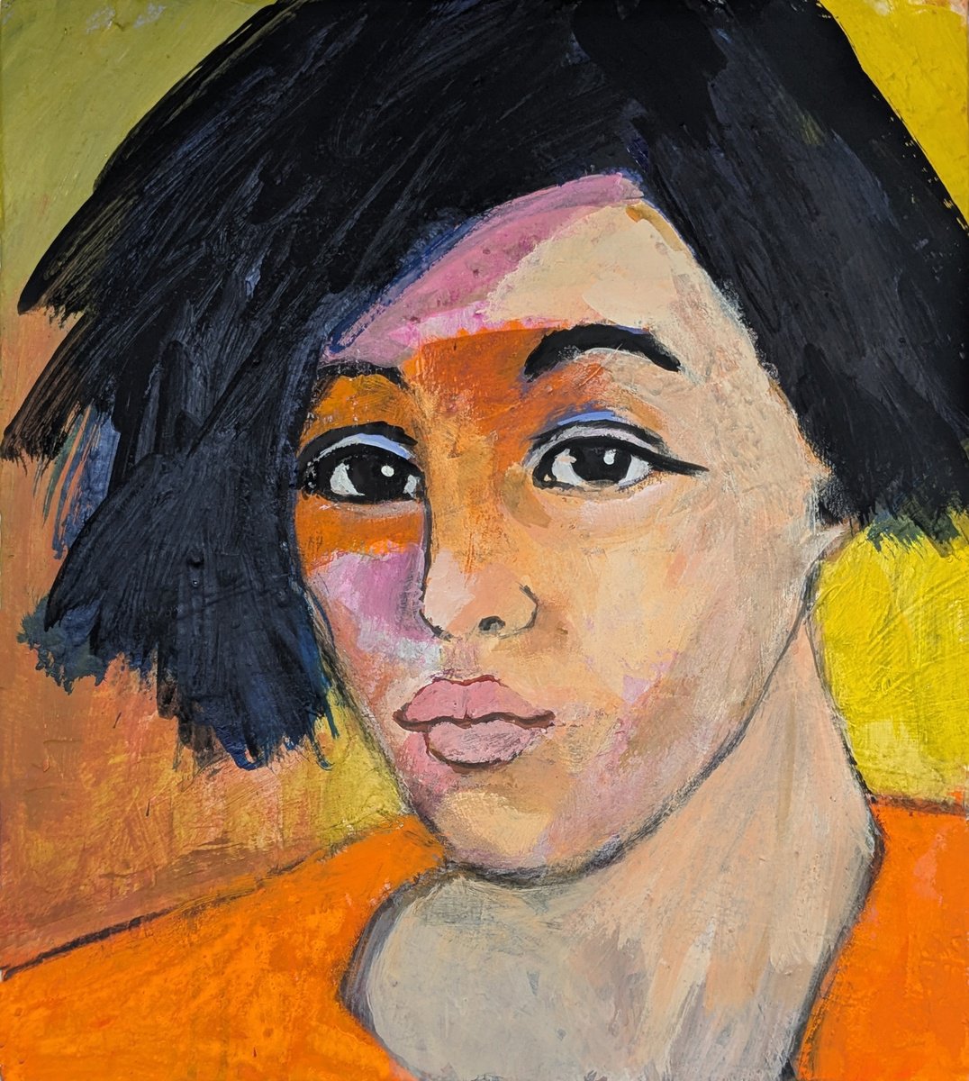 Expressive Portrait Acrylic Painting By Richard Kuhn, 16 X 18", Generation Z1, Original Artwork