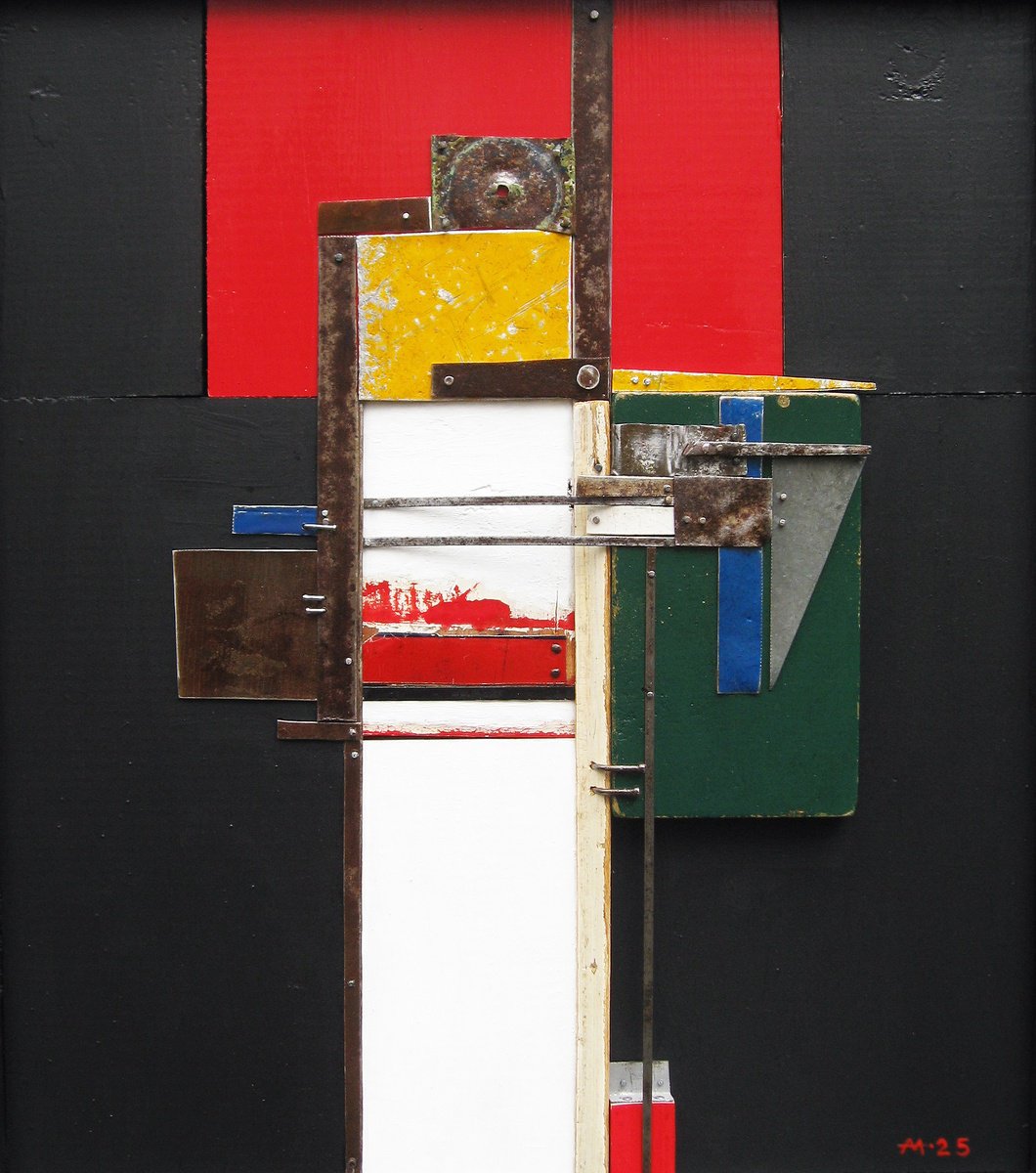 Geometric Abstract Painting By Mark Mazurczyk, 14 X 15", Rw.02, Original Artwork