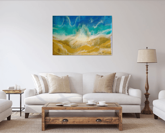 "Turquoise Sea"  Resin Large painting