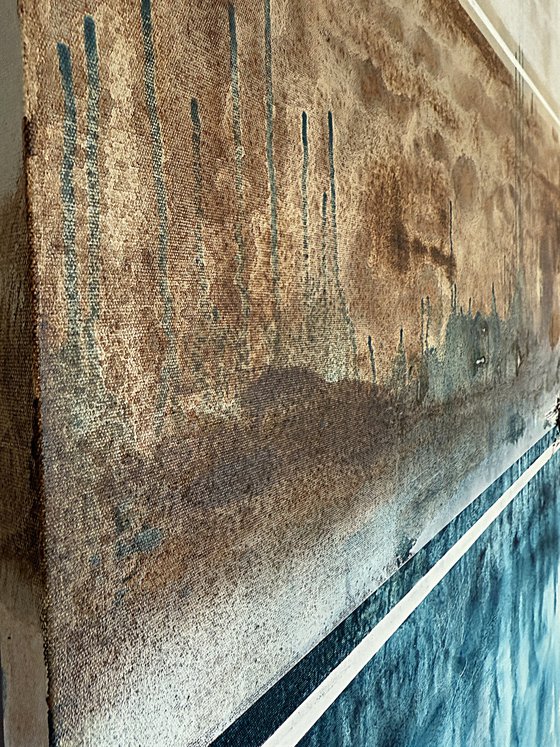 Boundaries of Color.Teal Umber Diptych