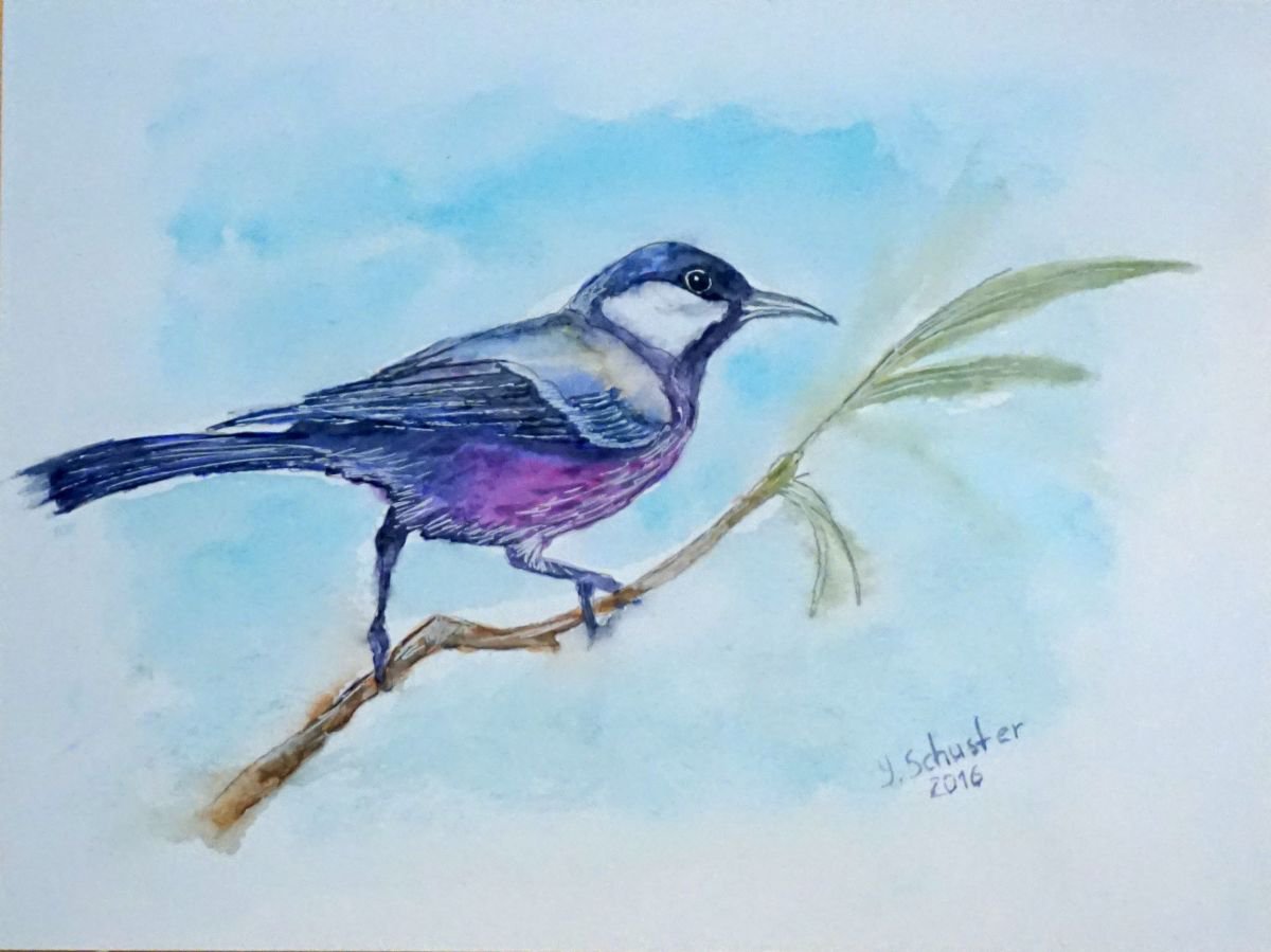 Bird . Watercolor by Yulia Schuster