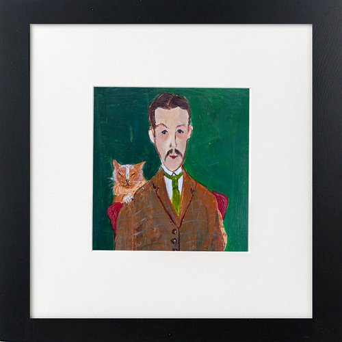 Gentleman Marmalade Cat framed by Teresa Tanner