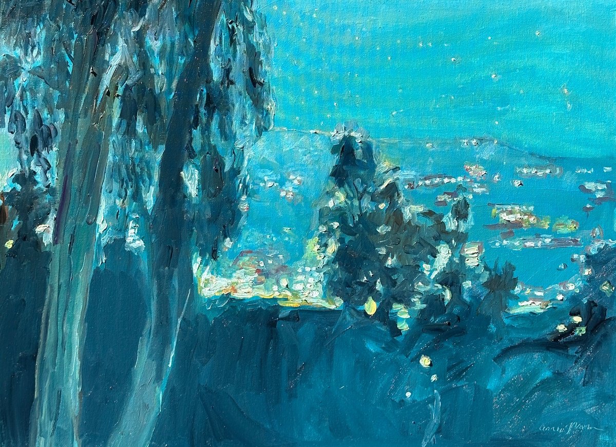 Expressive Abstract Oil Painting By Arun Prem, 24 X 18, Fire Mountain, Original Artwork