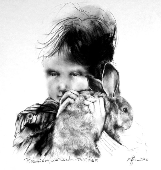Russian Boy with Rabbit