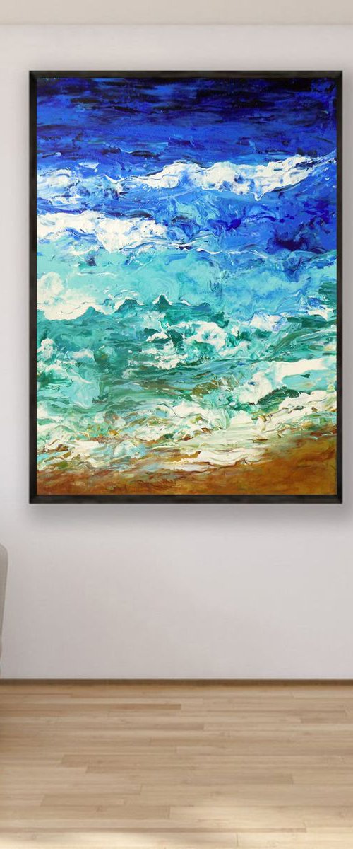 Large abstract seascape - Santorini by Areti Ampi