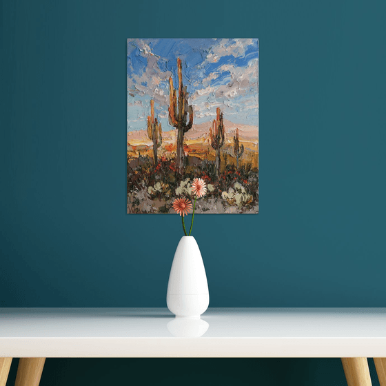 Cactus Desert at Sunset