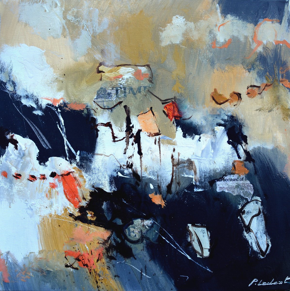 Abstract Oil Painting By Pol Henry Ledent, 16 X 16", Paperback, Original Artwork