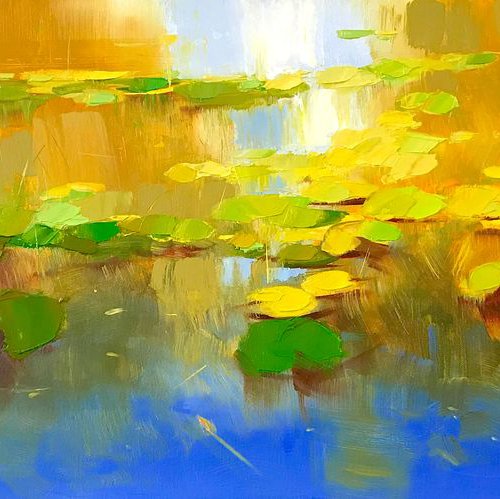 Waterlilies Garden, Original oil Painting, Impressionism, Handmade artwork, One of a Kind by Vahe Yeremyan