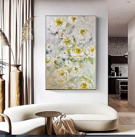 Yellow White texture peonies