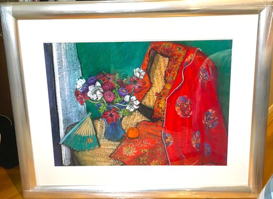 Kimono with Fan and Anemones still life