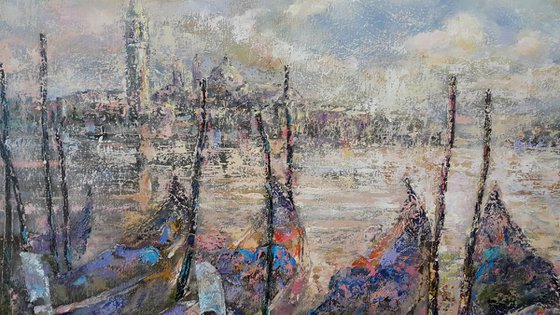 Abstract Painting oil on canvas Venice, Original, LARGE 134x83cm