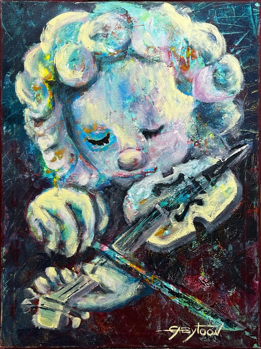 Illustrative Portrait Acrylic Painting By Gabriella Delamater, 18 X 24, 18X24 Viola Boy, Original Artwork