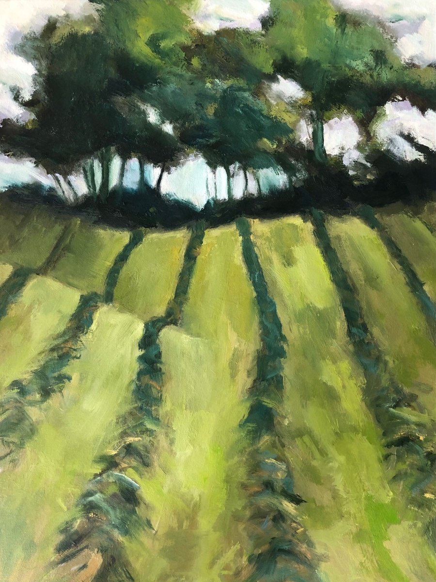 Impressionistic Landscape Oil Painting By Joanna Farrow, 17 X 24, Harvest, Original Artwork