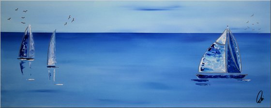 Calm Sea - Seascape - Acrylic Painting - Canvas Art- Blue Wall Art