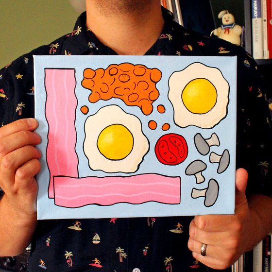 Cooked Breakfast Pop Art Painting on Canvas