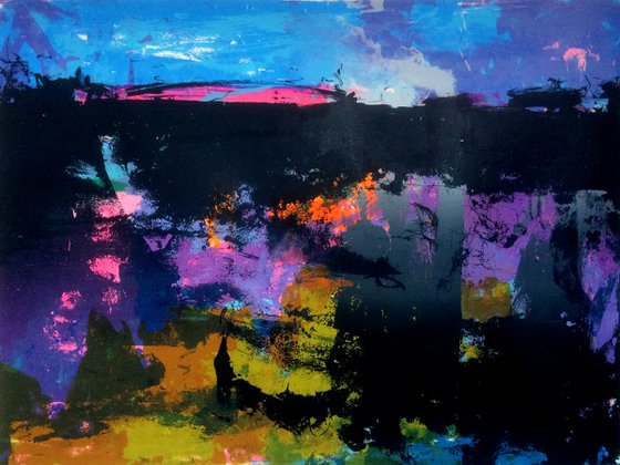 Landscape in Fuchsia & Black