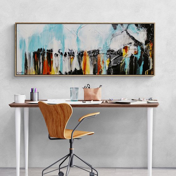 Sienna Sky 160cm x 60cm Textured Abstract Art