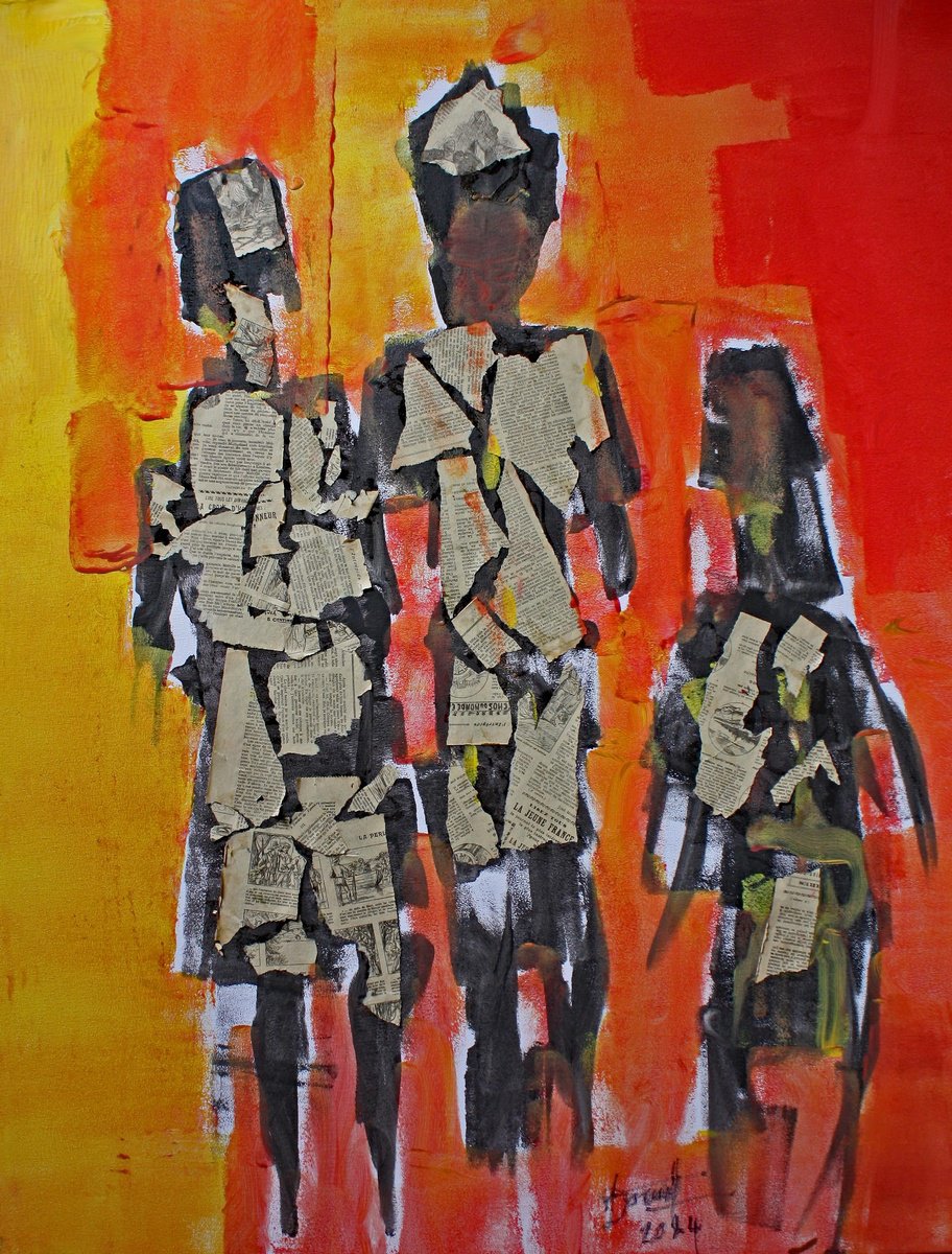 Geometric Painting , Promenade En Famille. By Jacques Donneaud, 31 X 39, Artwork For Sale On Artfinder