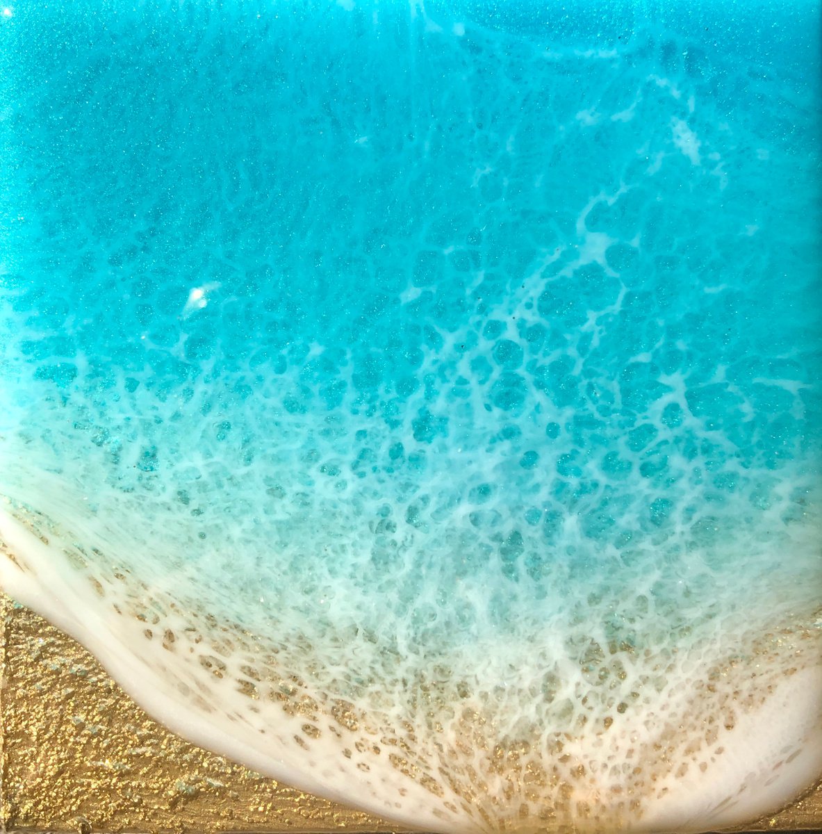 Teal Waves #15 miniature ocean by Ana Hefco