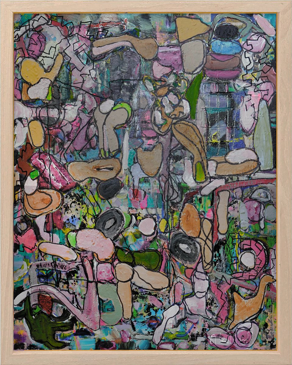 Organic Abstract Acrylic Painting By Geert Lemmers Fpa, 33 X 41, Freedom In My Thoughts Iii New, Original Artwork