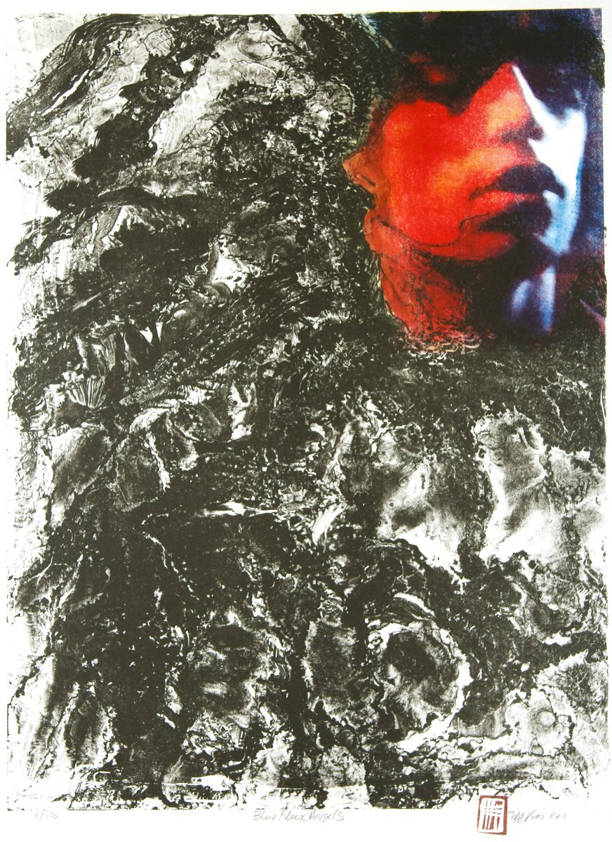 Urban And Pop Portrait Limited Edition Print By Michael E. Voss, 22 X 32", Blue Klux Angels, Original Artwork