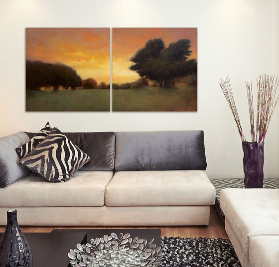 Evening Glow diptych 30x60 inches
