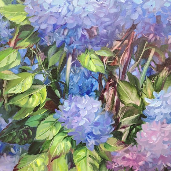 Hydrangea flowers painting