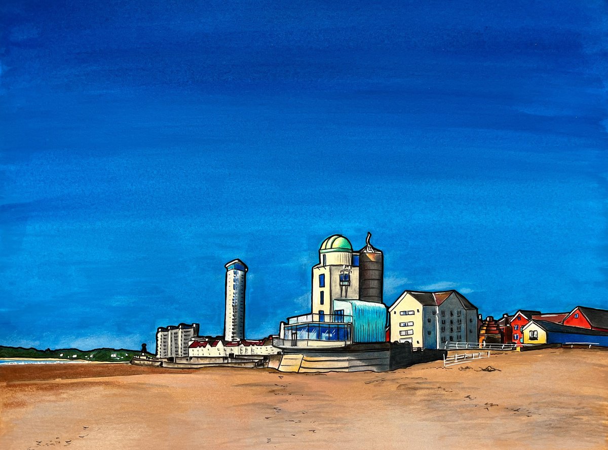 Illustrative Painting , Swansea Observatory By Karen Elaine Evans, 17 X 12, Artwork For Sale On Artfinder